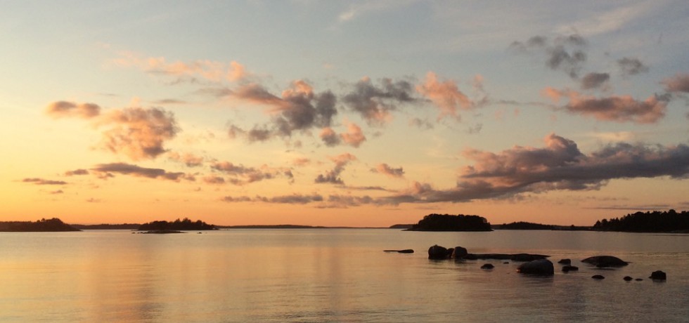 Solnedgång över stilla hav