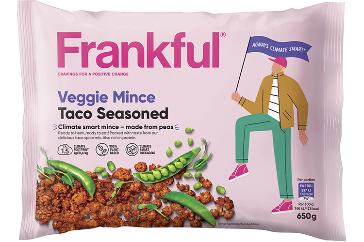 Förpackning till Frankfuls veganska färs Veggie Mince