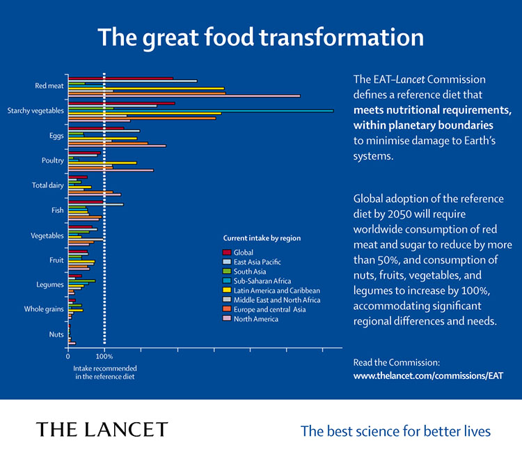 Graf med rubriken "The great food transformation"