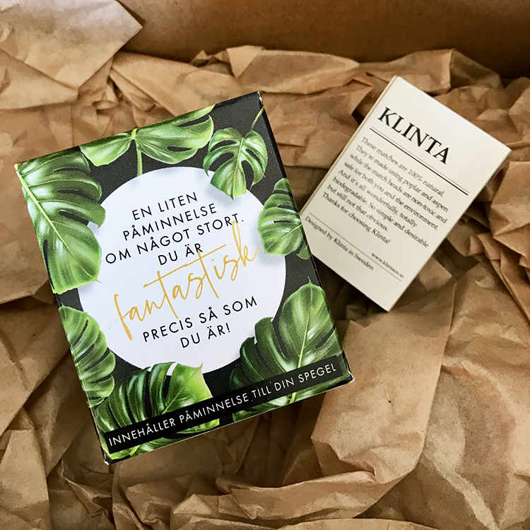 Kartong till ljus med texten Du är fantastisk på