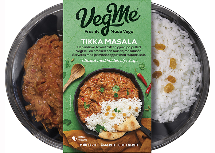 Färdigpackad mat, till vänster gryta och till höger ris