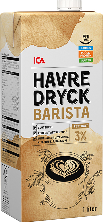 En förpackning Ica Havredryck Barista