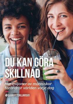 Tidningsframsida med två kvinnor som dricker smoothies, texten DU KAN GÖRA SKILLNAD