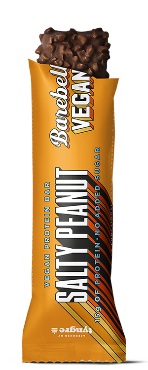 Orange proteinbarsförpackning från Barbells