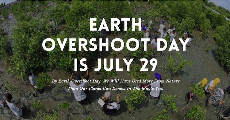Texten Earth Overshoot Day 2019 mot grön bakgrund
